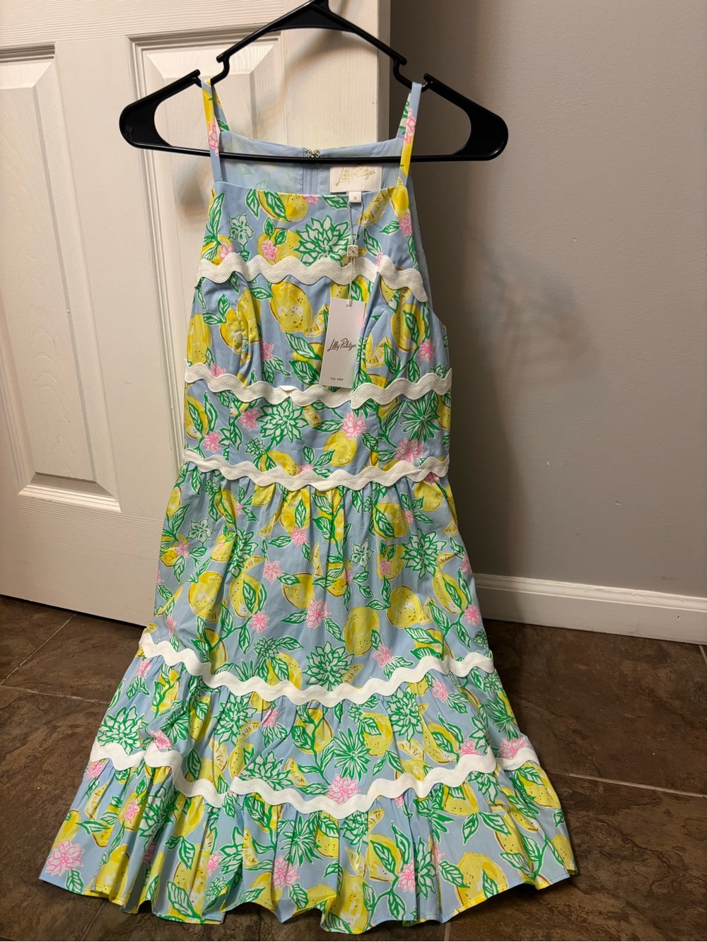 Lilly Pulitzer Blue Lemon Print Tiered Sundress originally $248. - Picture 1 of 7